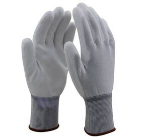 Găng tay sợi Polyester phủ PU bàn màu xám