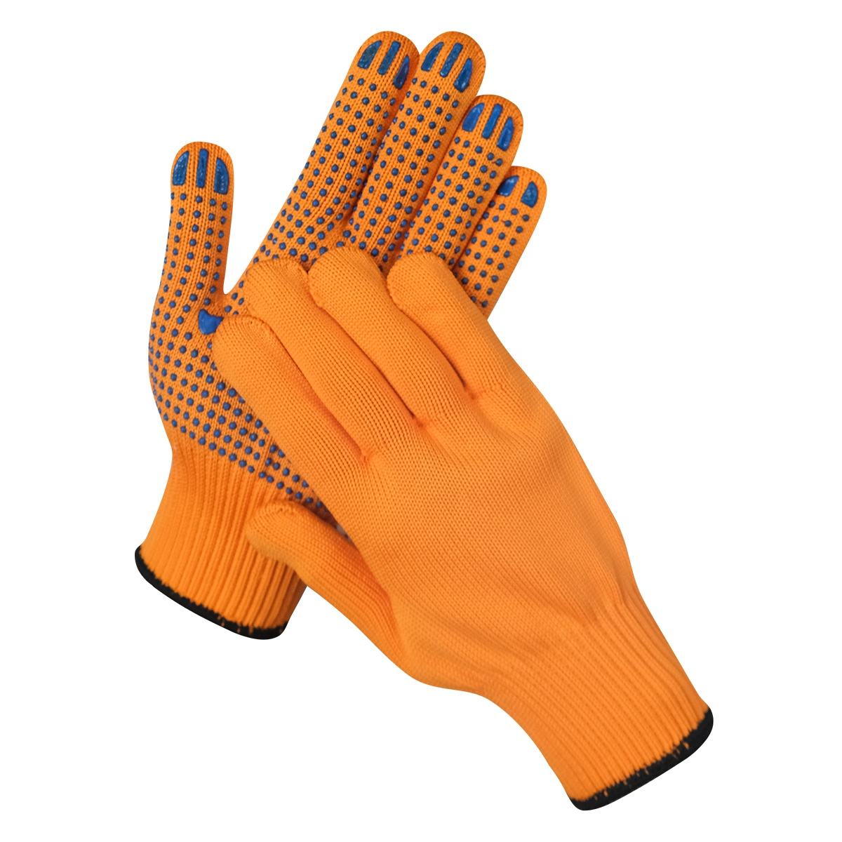 Găng tay sợi Polyester Cam phủ hạt PVC đen - kim  7