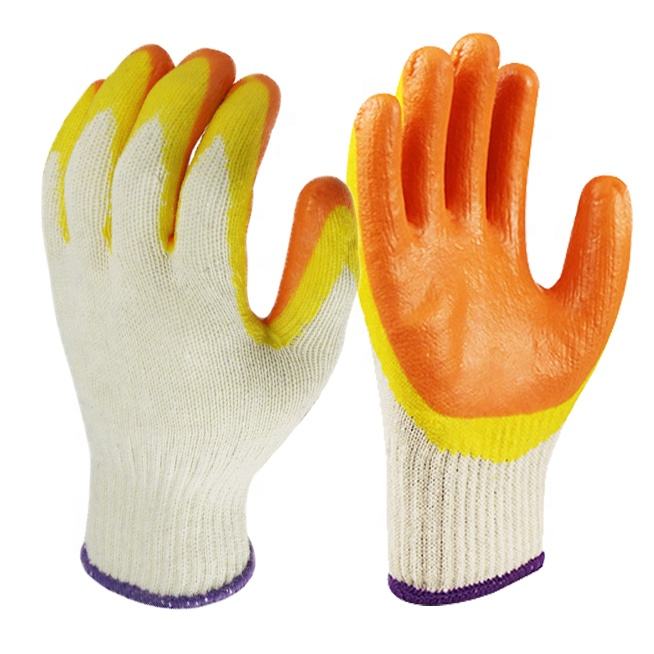 Găng tay sợi cotton phủ cao su 2 lớp vàng cam